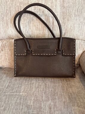 Women’s Martha Francois Girbaud Brown Pebbled Leather Satchel Handbag EUC